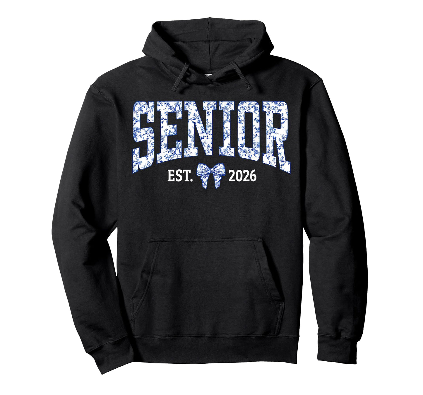 Senior 2026 Graduation Class Coquette Bow Blue Toile Floral T-Shirt