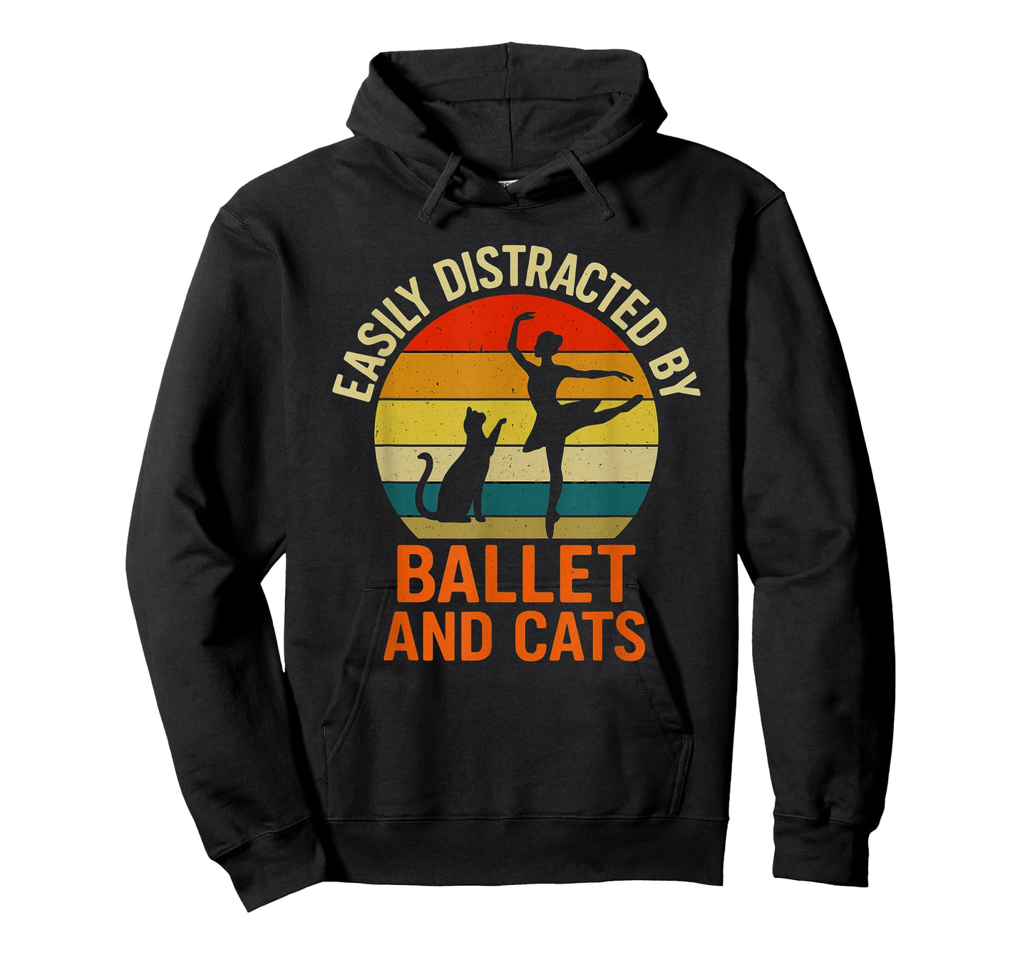 Easily Distracted by Ballet Cats Retro Ballerina Cat Lover T-Shirt