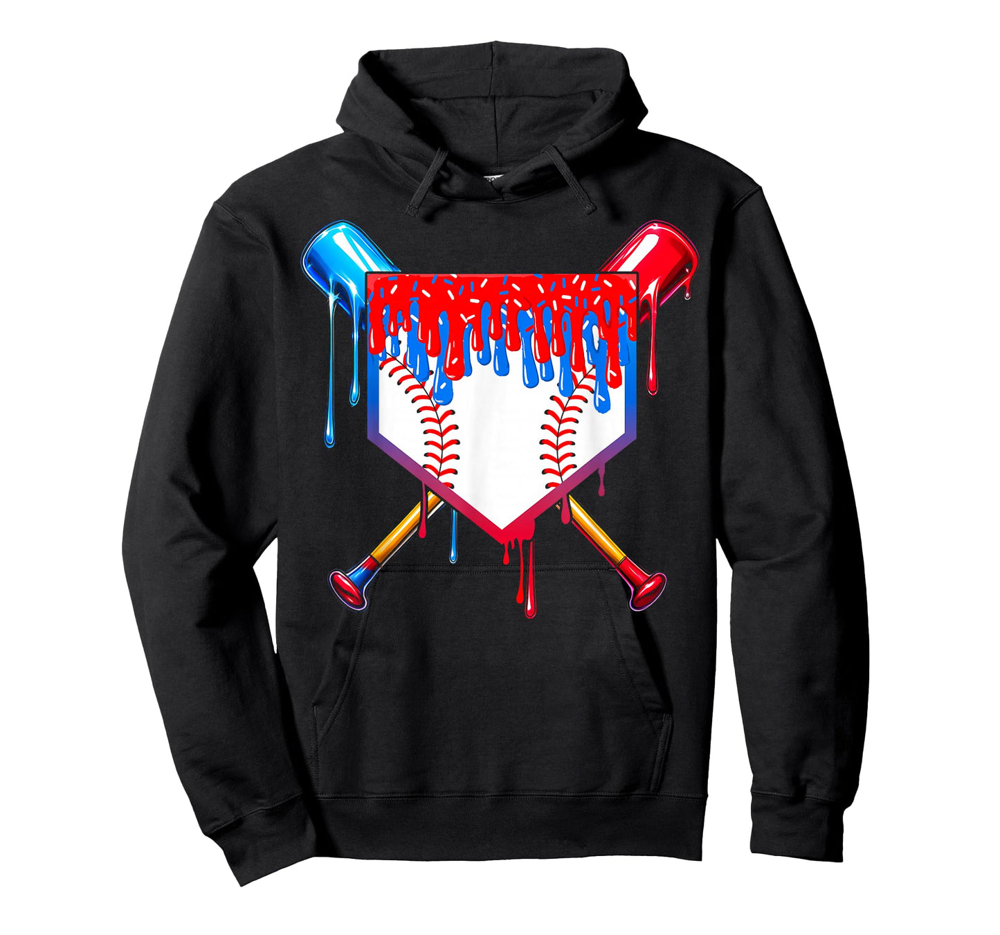 Baseball Drip Boys Ice Cream 4th Of July Home Plate Sprinkle T-Shirt