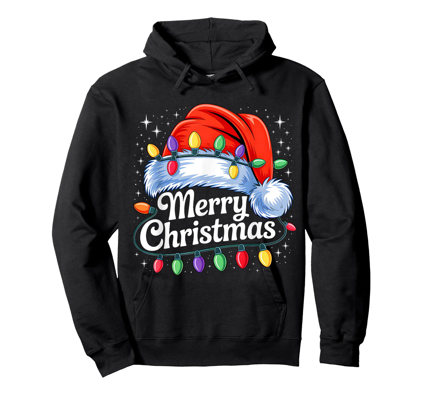 Merry Christmas Lights Red Santa Hat Xmas Family Men Women T-Shirt