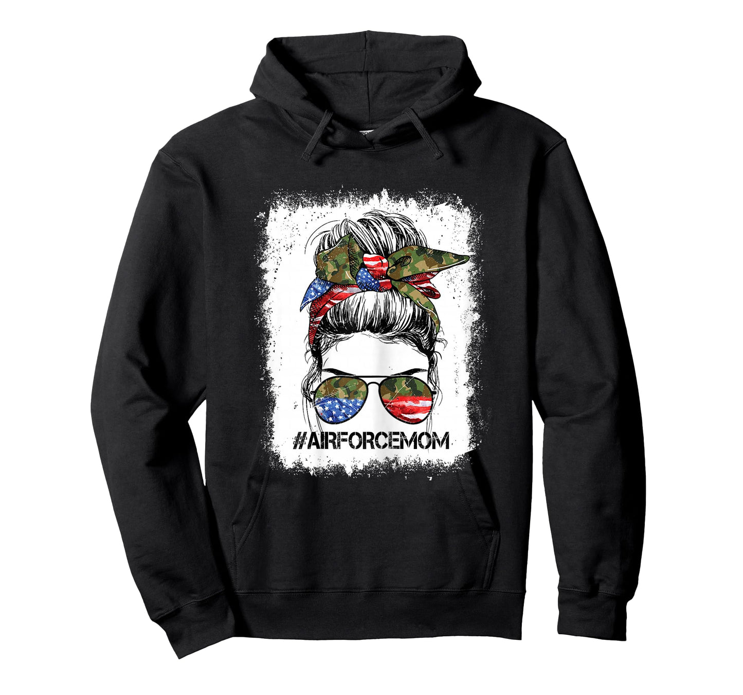 All American Airforce Mom Messy Bun US Flag 4th Of July T-Shirt