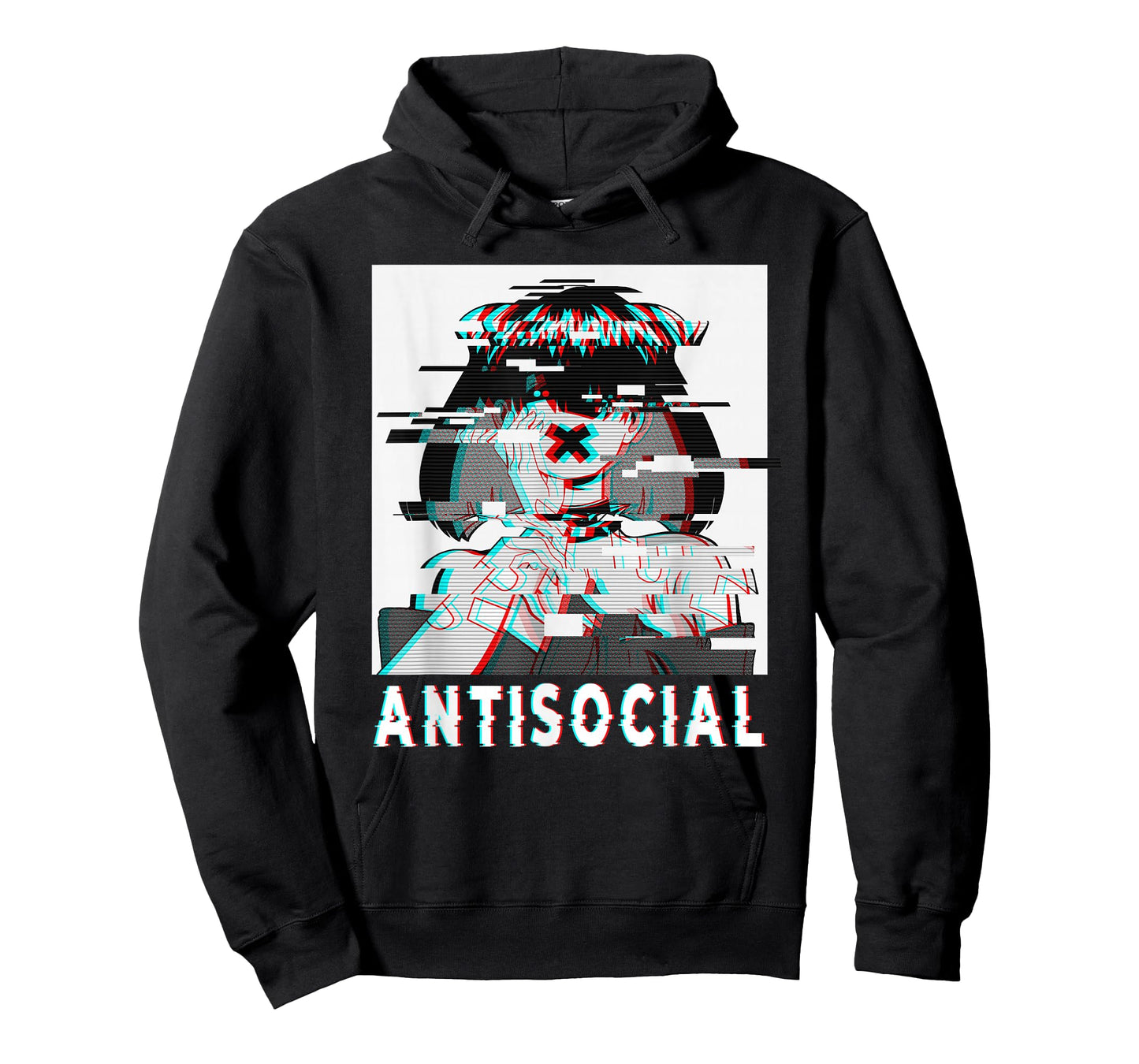 Antisocial Anti Social Anime Goth Girl Vaporwave Glitch 90s T-Shirt