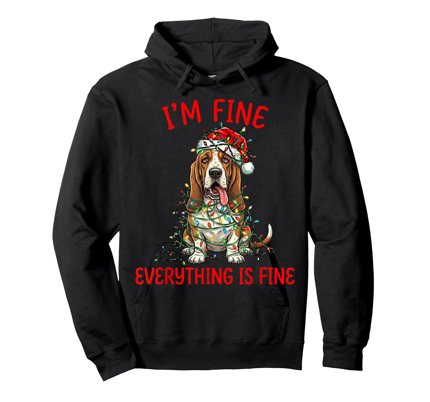 Basset Hound Dog Christmas I'm Fine Everything is Fine T-Shirt