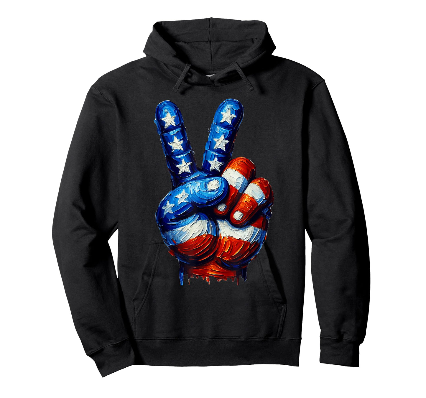 Peace Sign Hand USA Flag 4th of July Patriotic Men Women T-Shirt