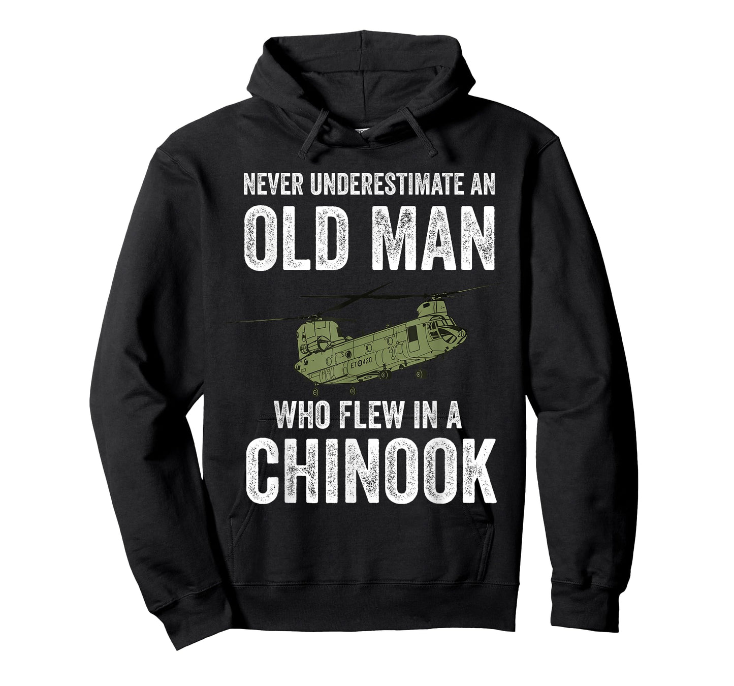 Military Aircraft Collection by Zynx An Old Man Who Flew In A CH-47 Chinook Helicopter Veteran T-Shirt, Small