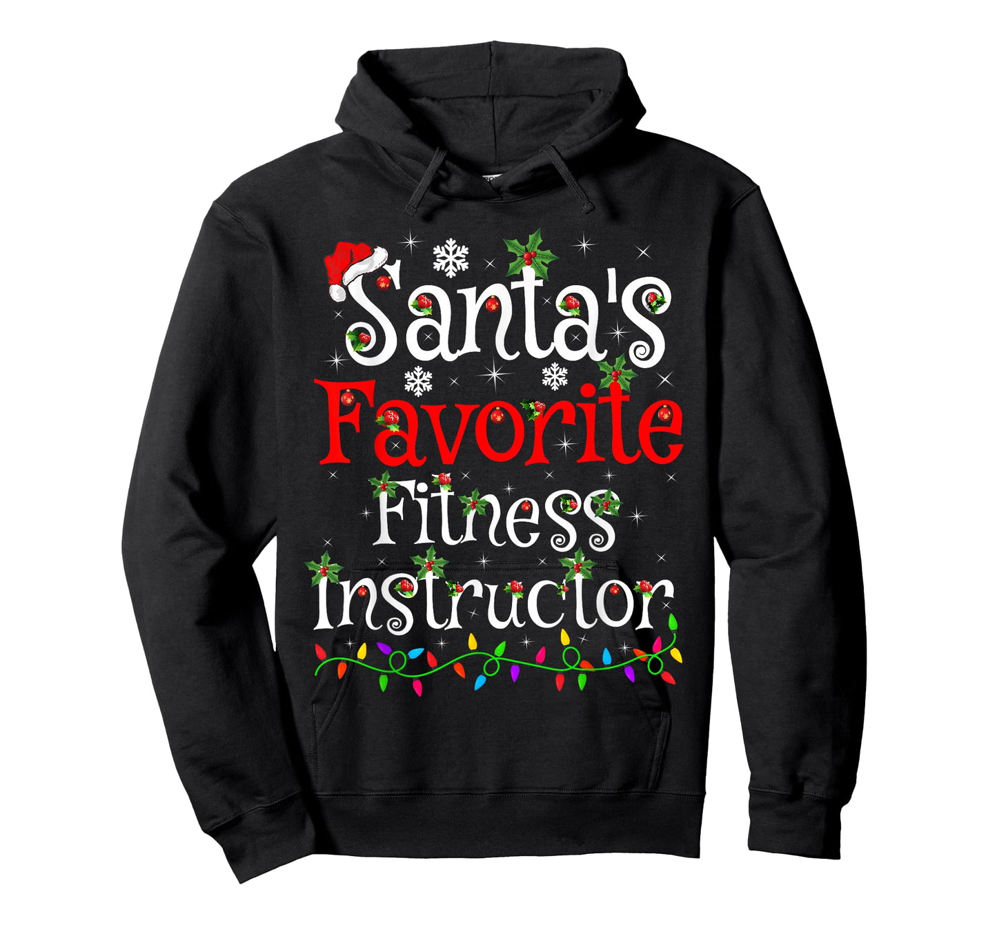 Xmas Lighting Santa's Favorite Fitness Instructor Christmas T-Shirt