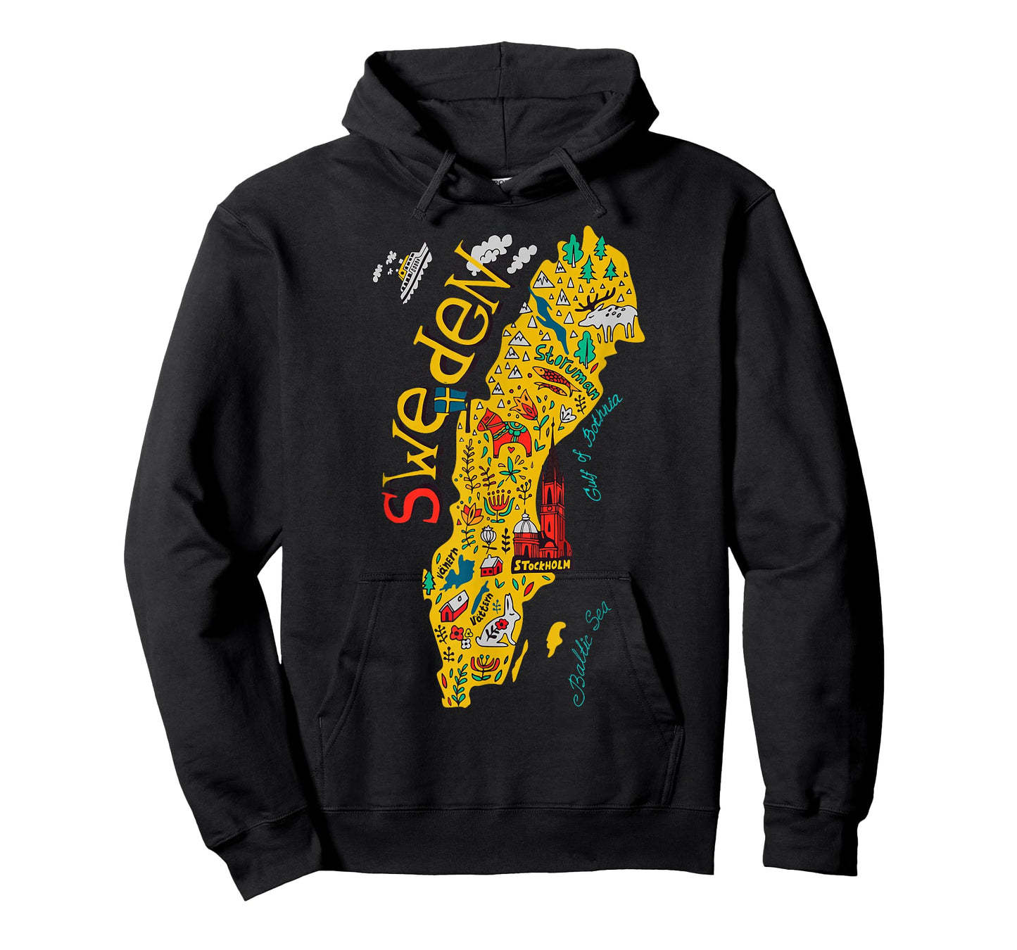Travel Europe Sweden Map Stockholm Swedish Family Vacation T-Shirt