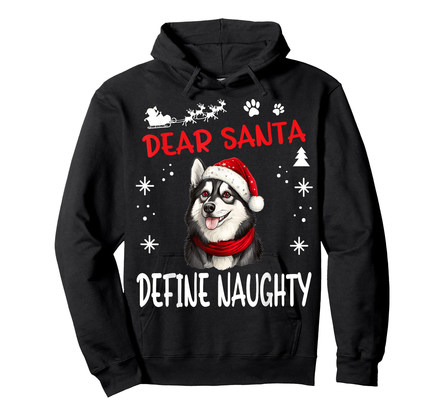 Cute Siberian Husky Dog Christmas Dear Santa Define Naughty T-Shirt