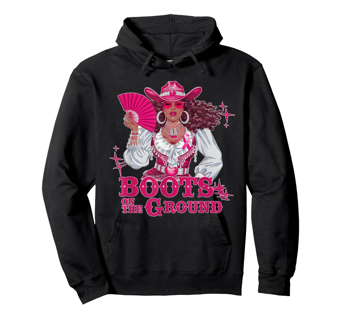 Boots On The Ground Pink Cowgirl Breast Cancer Western T-Shirt