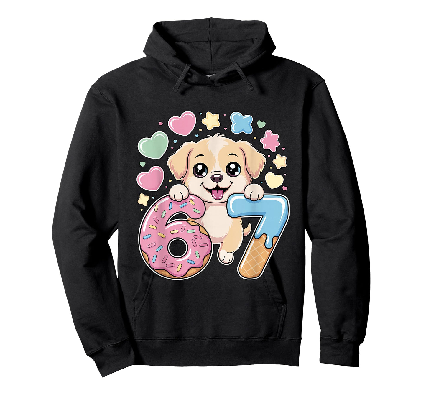 67 Dog Ice Cream Drip Cool Meme 67 Funny Six Seven Humor T-Shirt