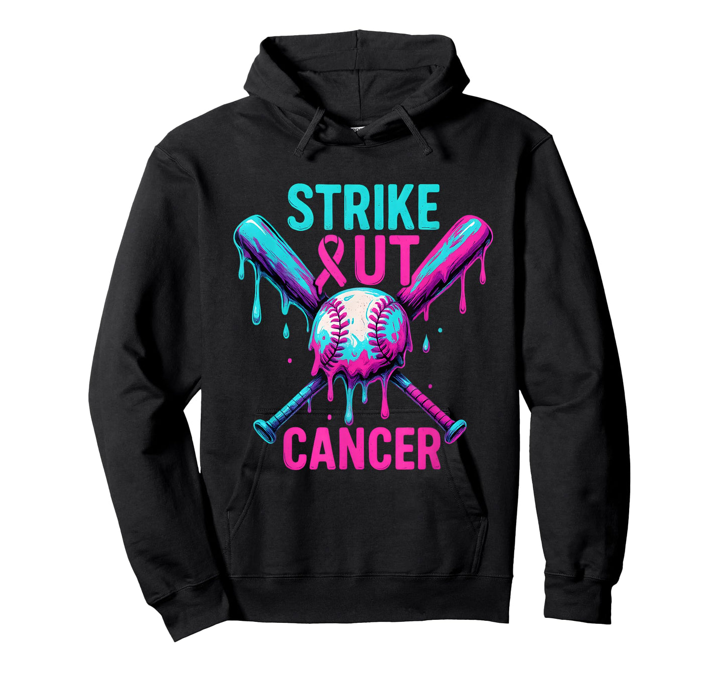 Strike Out Breast Cancer Baseball Drip Ice Cream Drip T-Shirt