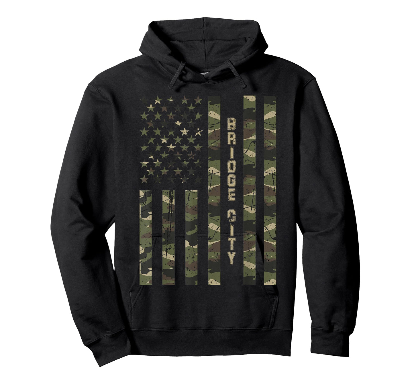 Bridge City United States Distressed Camo w US Flag T-Shirt