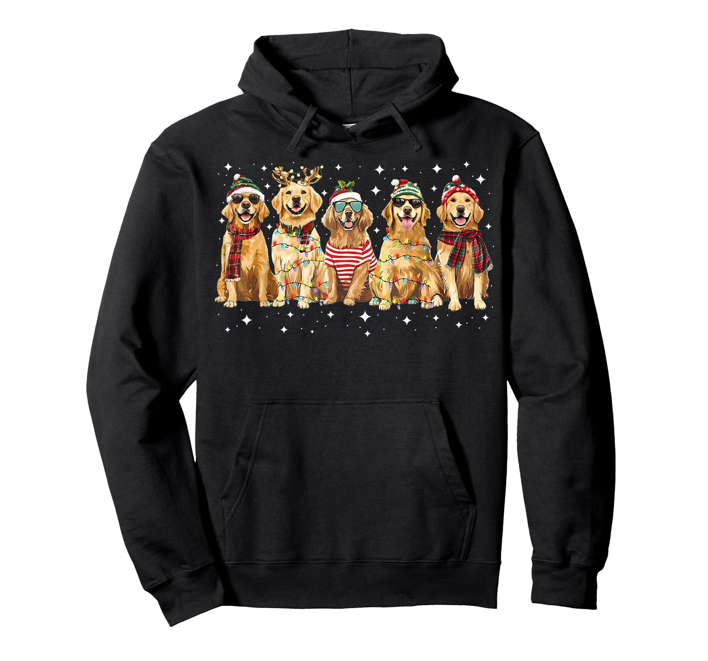 Golden Retriever Santa Christmas Lights Funny Xmas Dog Lover T-Shirt