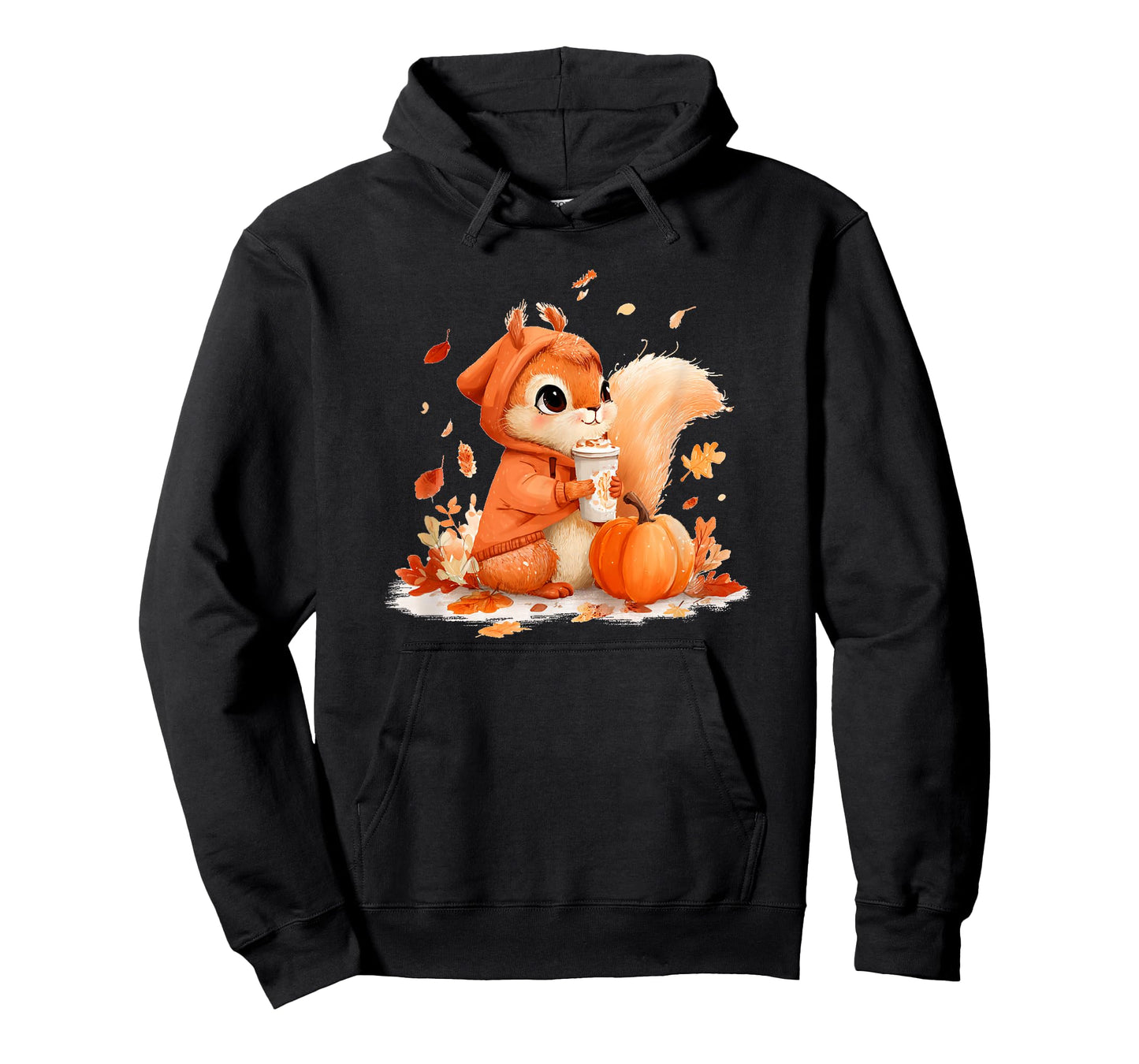 Funny Squirrel in Falling Leaves with Coffee Costume T-Shirt