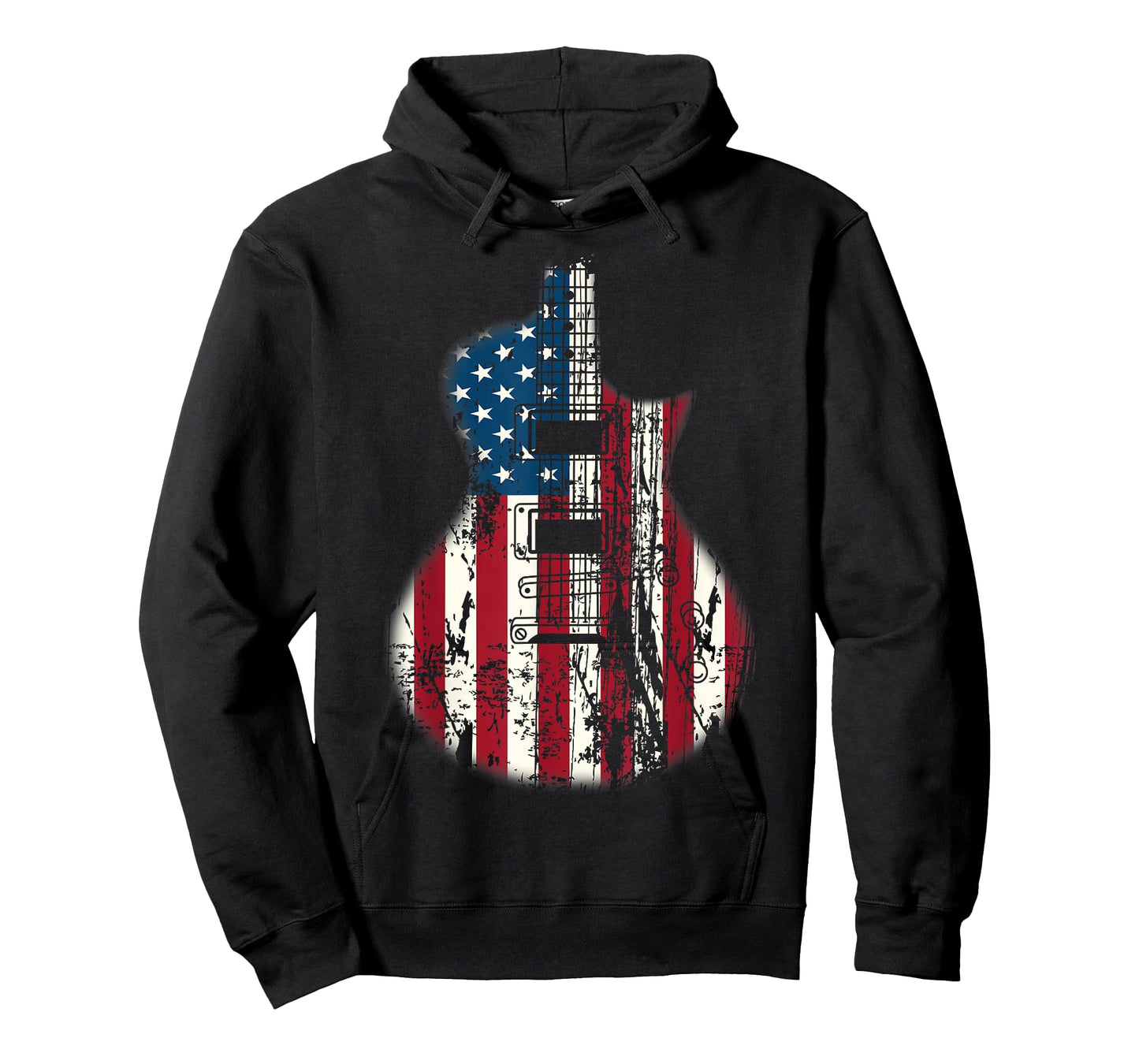 US American Flag Guitar Musician Distressed Guitars Vintage T-Shirt
