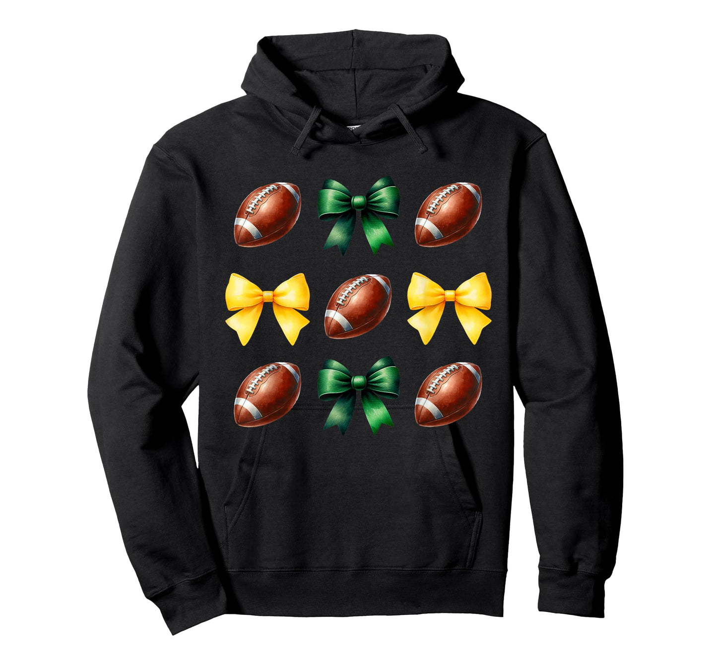 Green & Yellow Gold Footballs & Bows Fall Football Season T-Shirt
