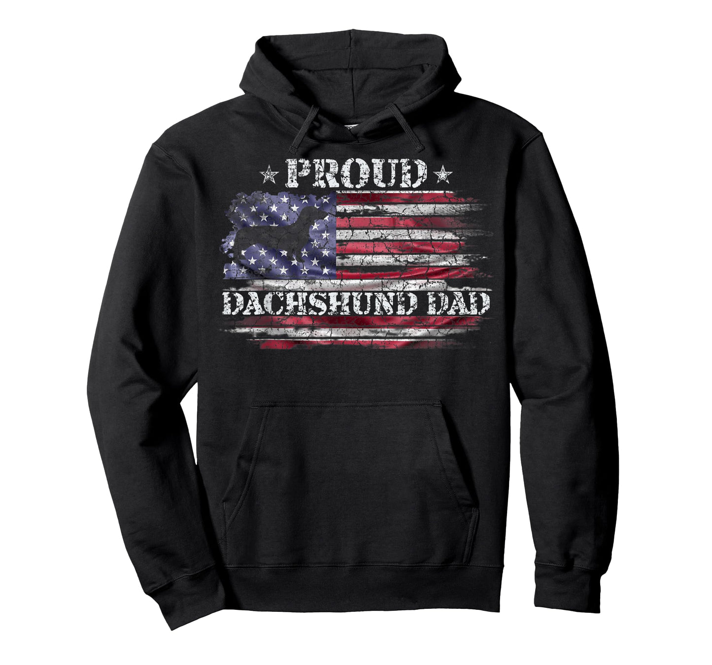 Vintage USA American Flag Dachshund Dog Dad Doxie Silhouette T-Shirt