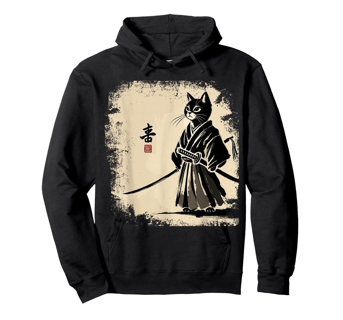 Samurai Cat Vintage Warrior Art Graphic Cat Art T-Shirt