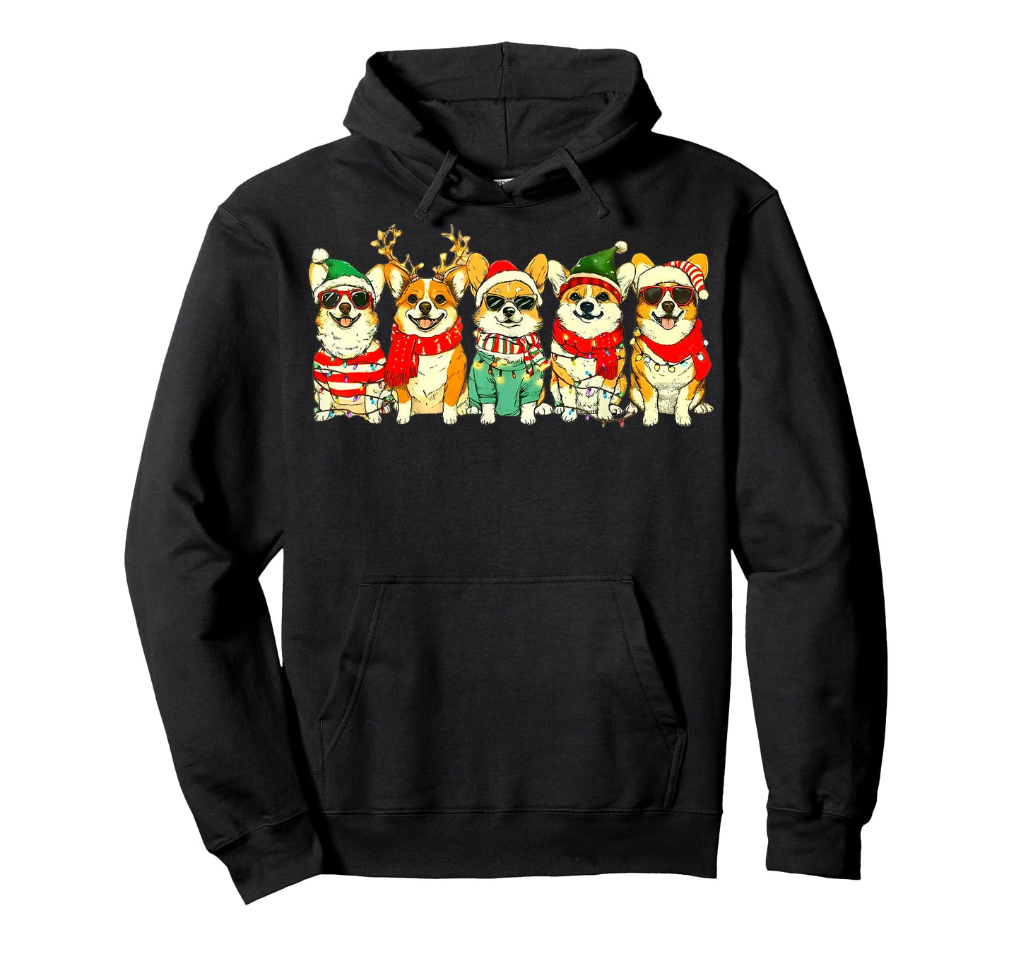 Cute Christmas Corgi Dogs Holiday Lights Merry Xmas Corgi T-Shirt