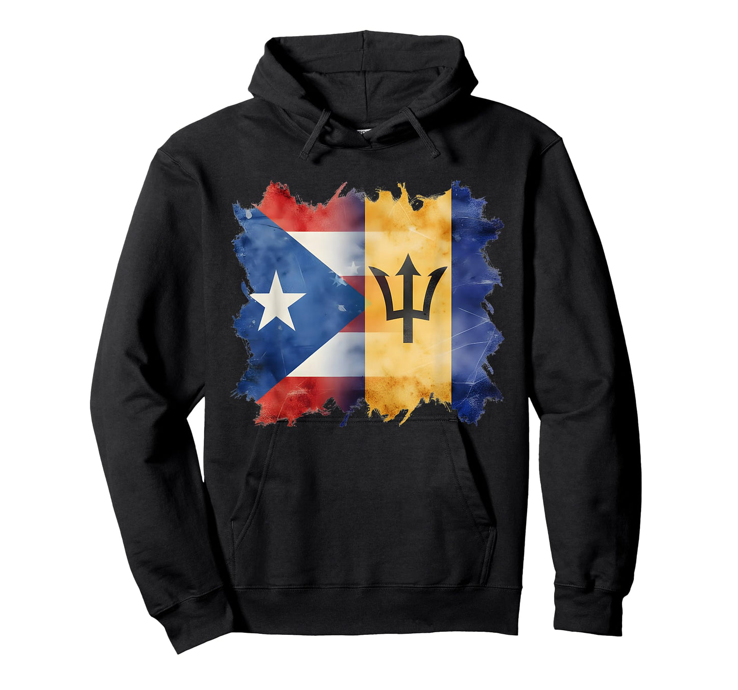 Half Puerto Rican and Barbadian Flag Boricua Roots Combine T-Shirt