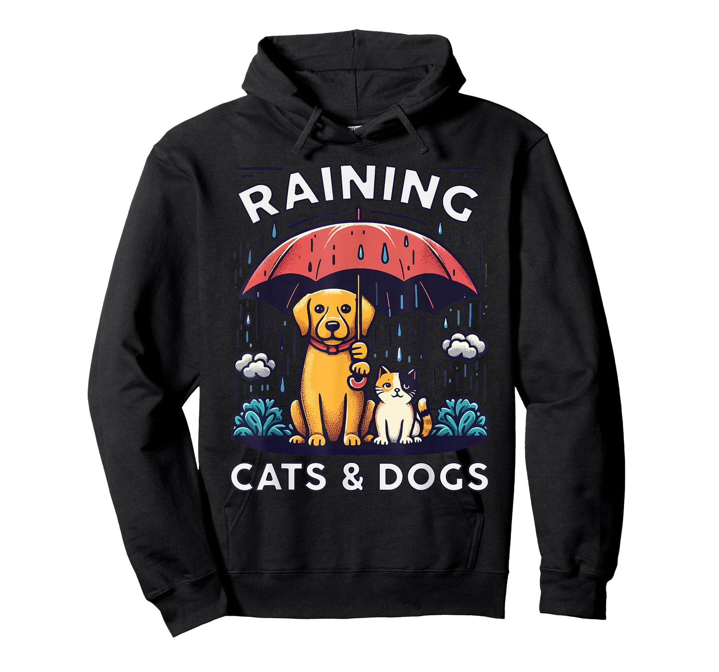 Raining Cats and Dogs Canine Feline Puppy Kitty Animal Idiom T-Shirt