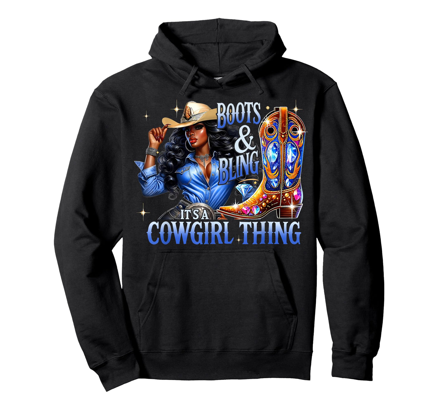 Retro Black Cowgirl Boots & Bling Its A Cowgirl Thing Women T-Shirt