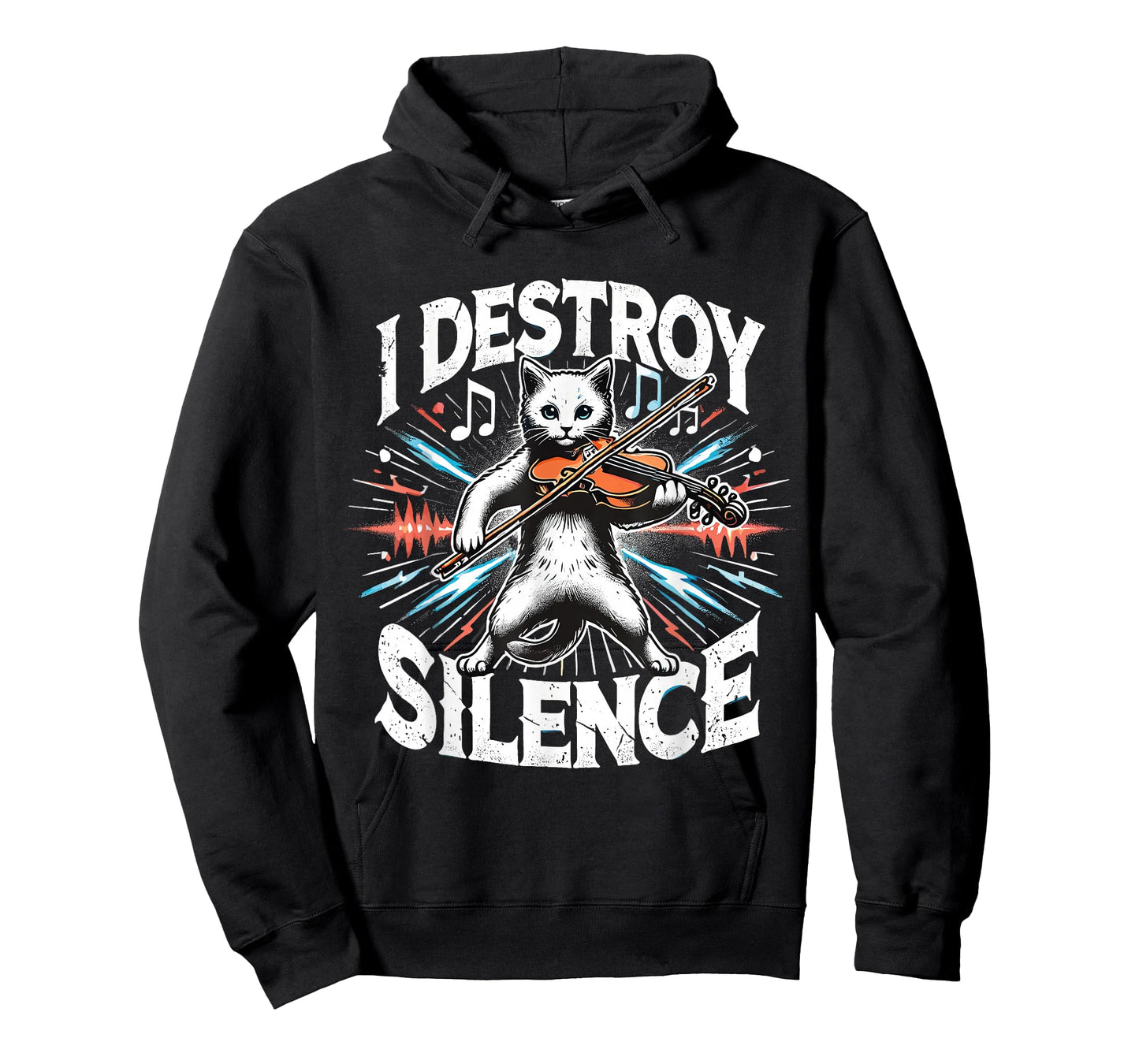 Funny I destroy silence Orchestra Violin Cat Playing Viola T-Shirt