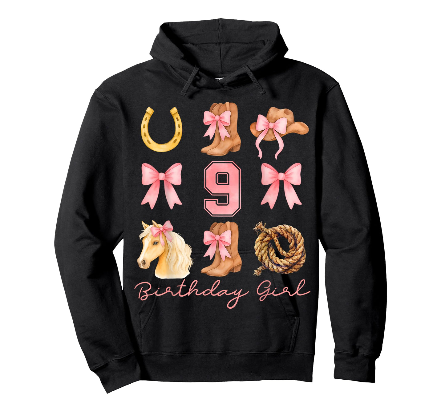 Coquette Bow 9th Birthday Girl Cowgirl 9 Year Old Western T-Shirt