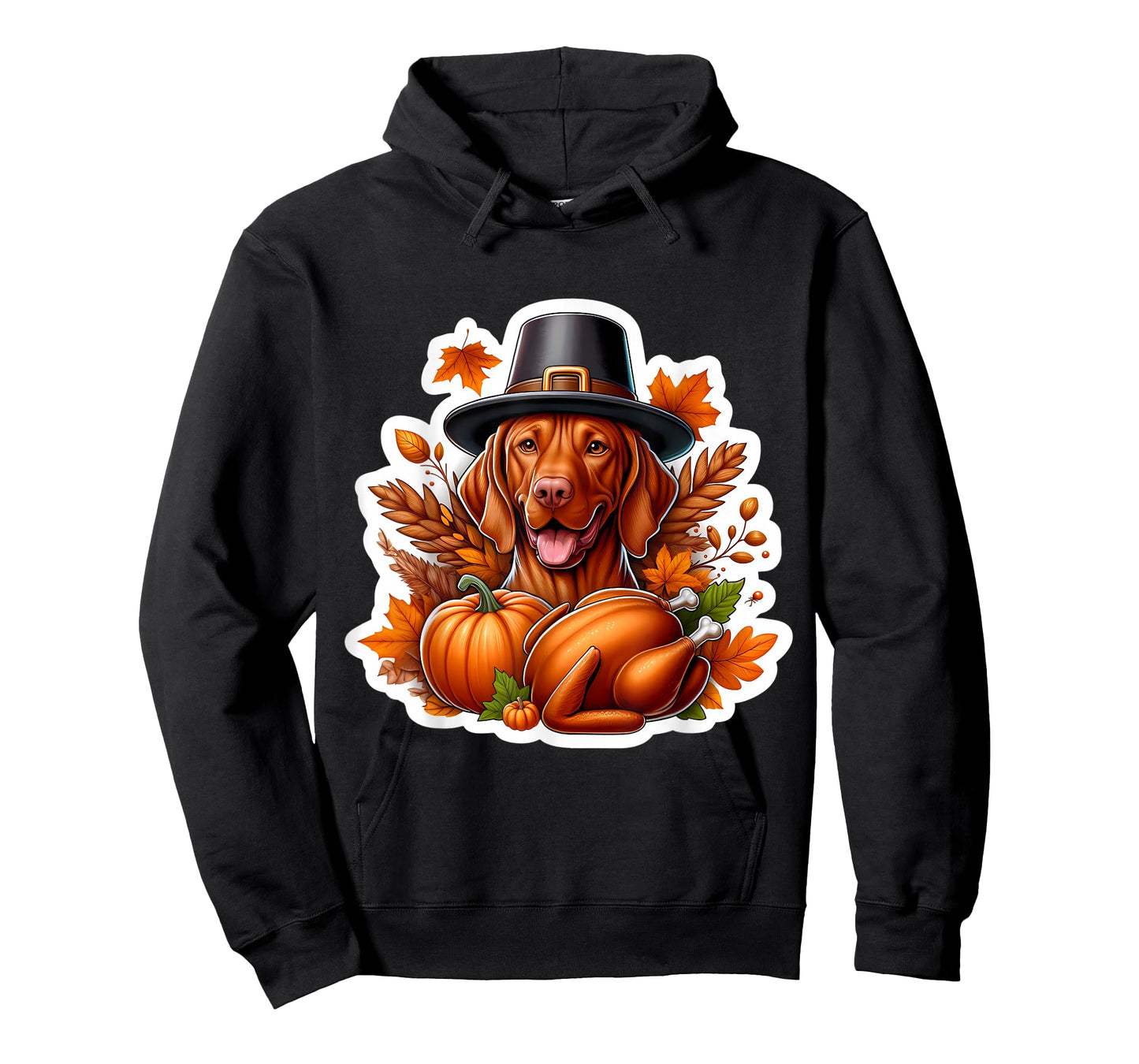 Thanksgiving Vizsla Dog Owner Lover Funny Pilgrim Turkey Mom T-Shirt