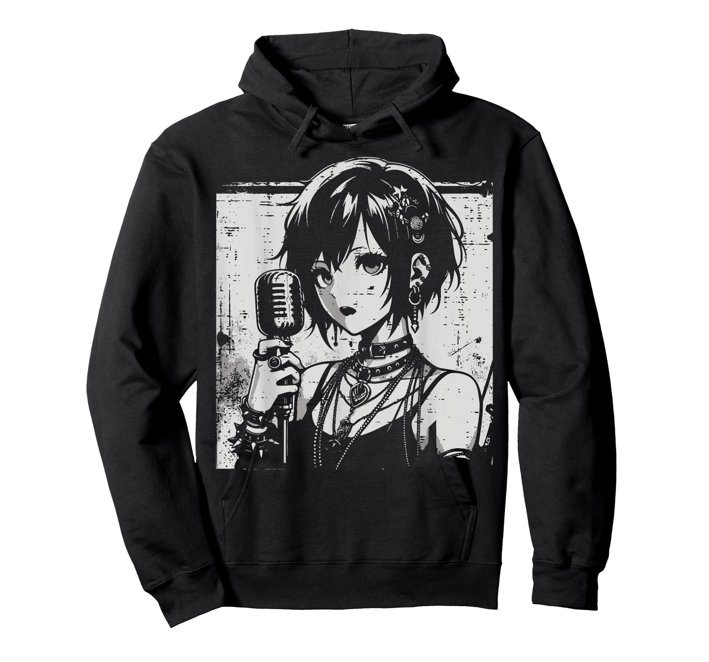 Anime Punk Girl Singing Japanese Manga Goth Women Men Kids T-Shirt
