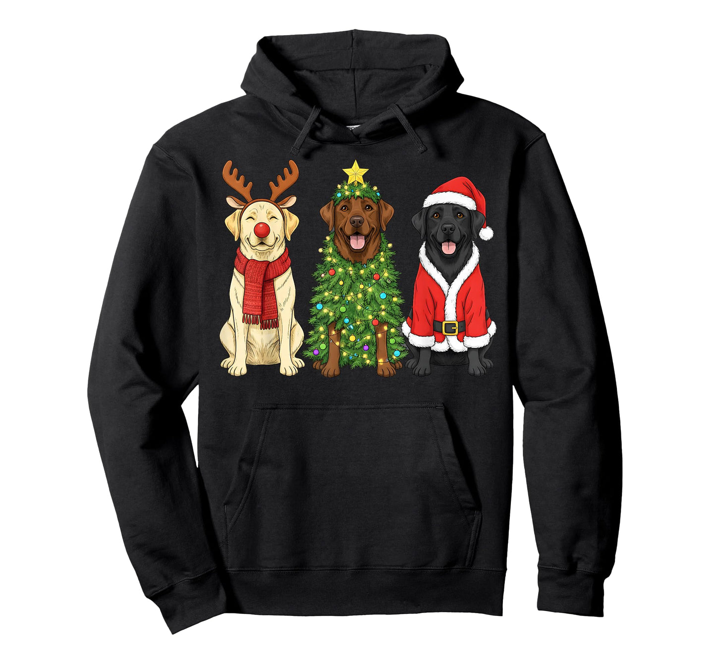Retro Christmas Labrador Retriever Santa Reindeer Dog Lover T-Shirt
