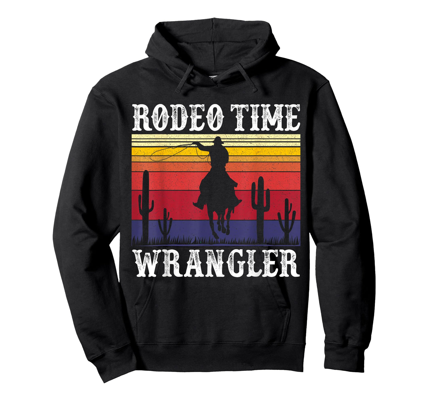 Rodeo Time Cowboy Lasso Wranglers Horse Retro Vintage Sunset T-Shirt