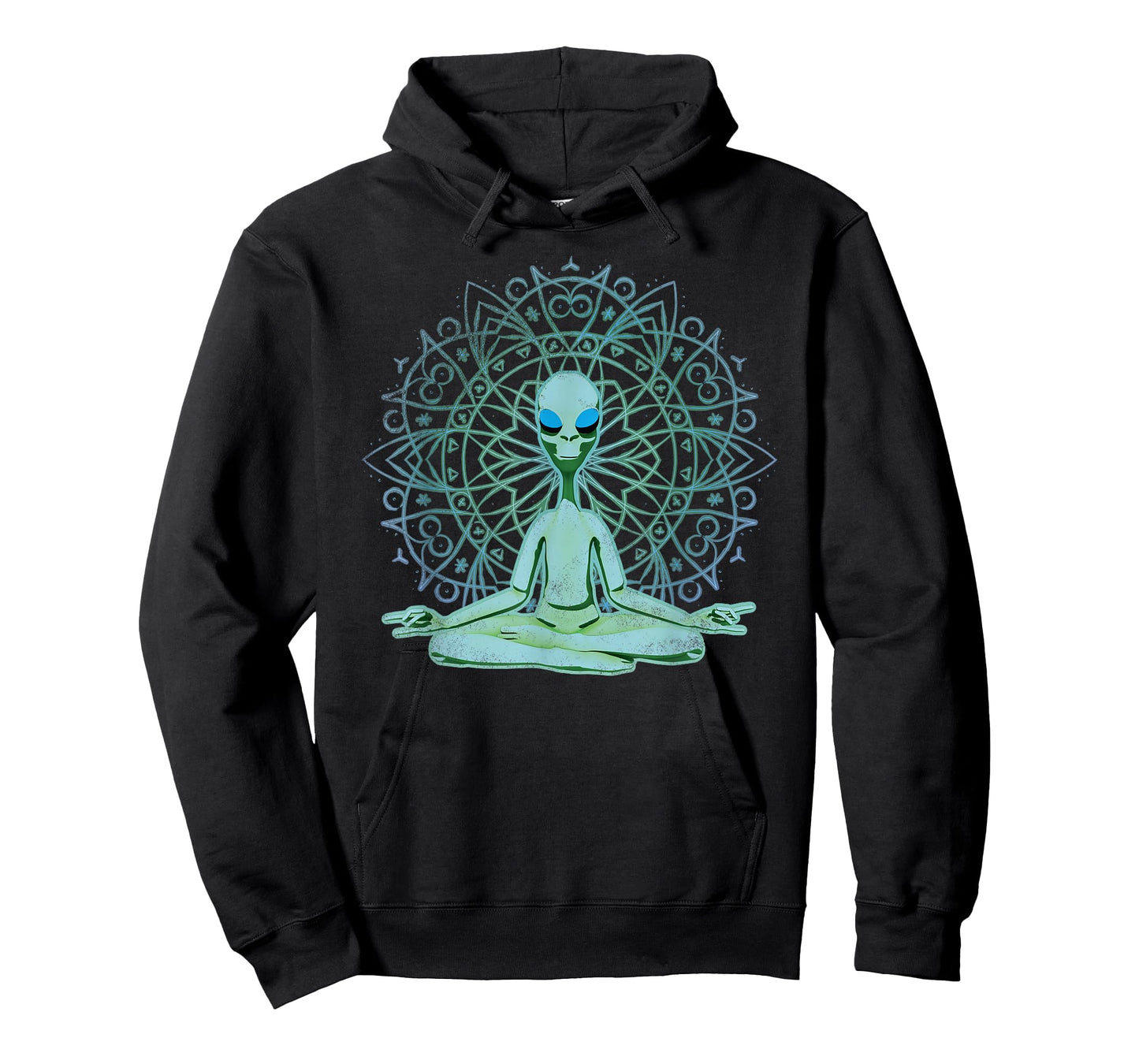 Alien Shirt UFO Mandala Meditating Green Alien Lotus Zen T-Shirt