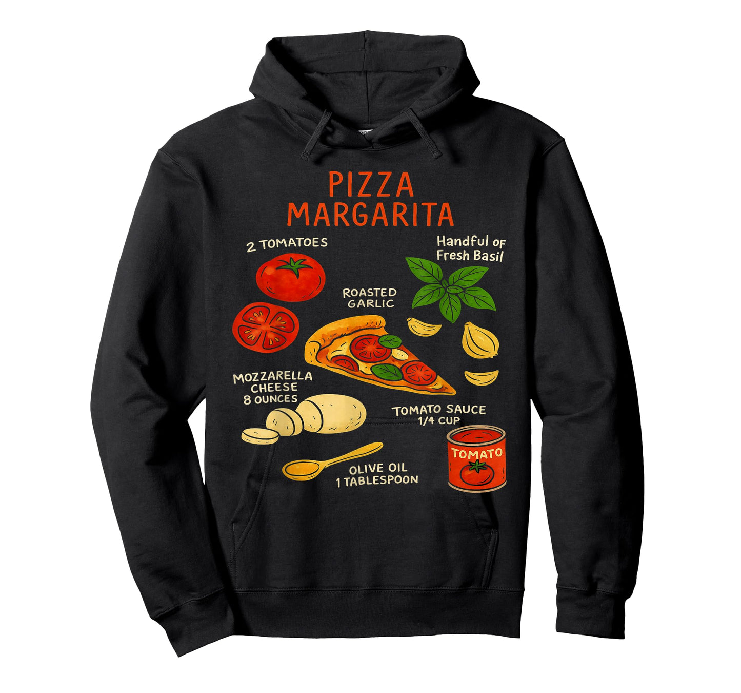 Margherita Pizza Recipe for Foodies & Cooks Italian Food T-Shirt
