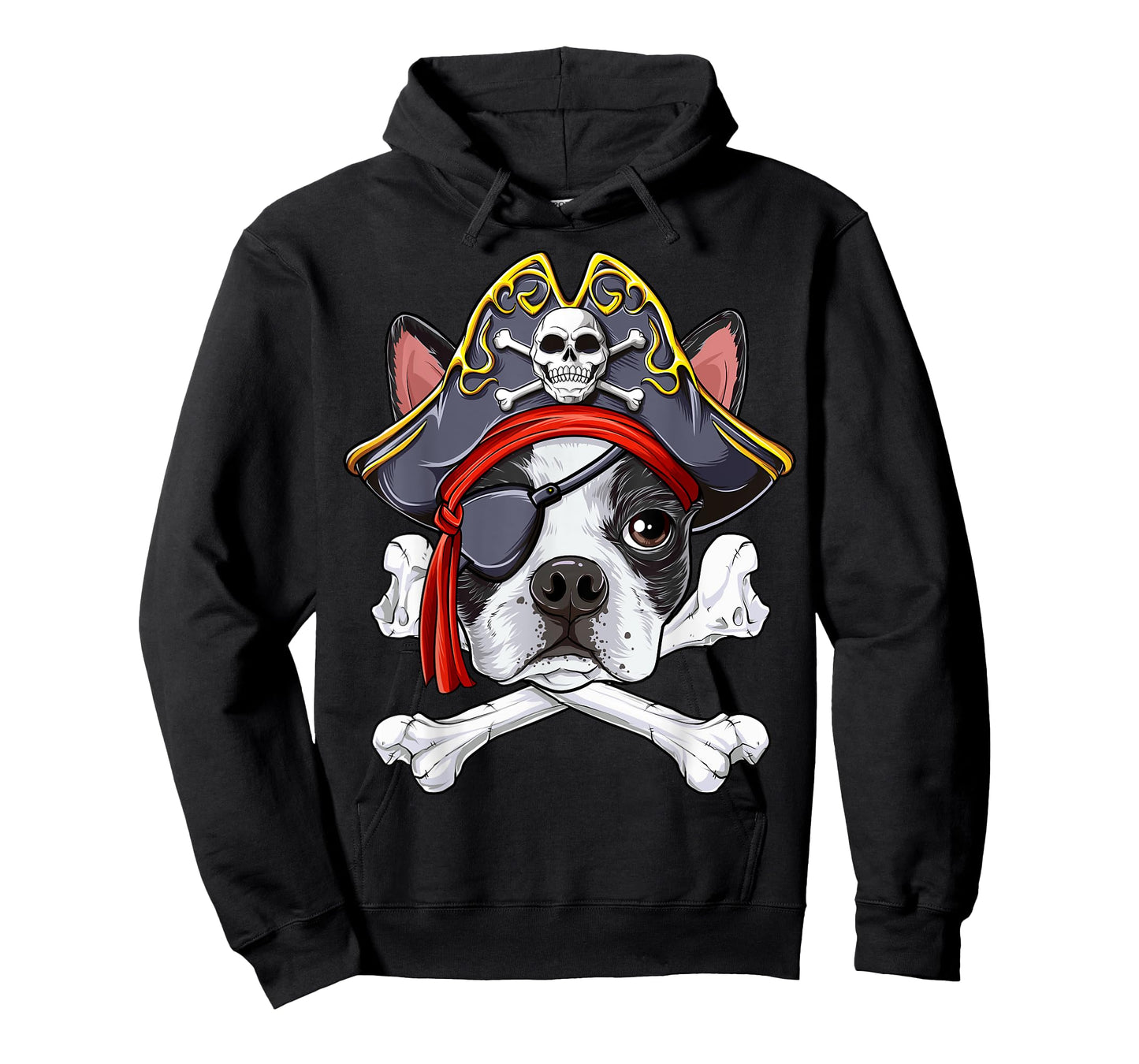Boston Terrier Pirate T shirt Jolly Roger Crossbones Skull T-Shirt