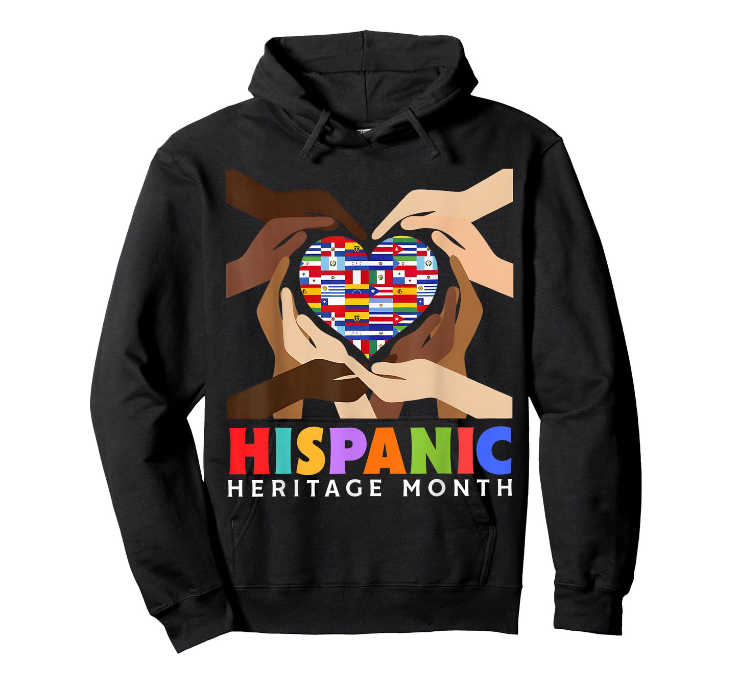Latin Countries Heart Hands Flags Hispanic Heritage Month T-Shirt
