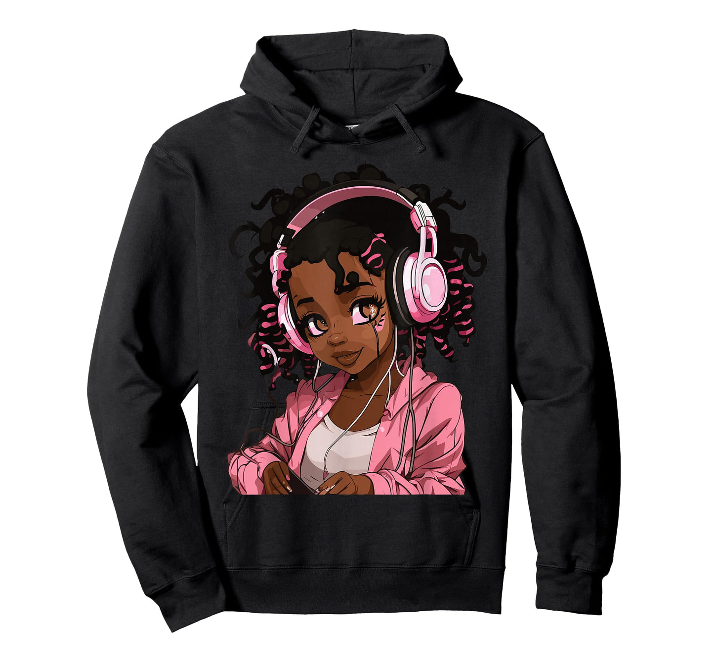 Anime and Music Black Girl Anime Merch Afro African American T-Shirt