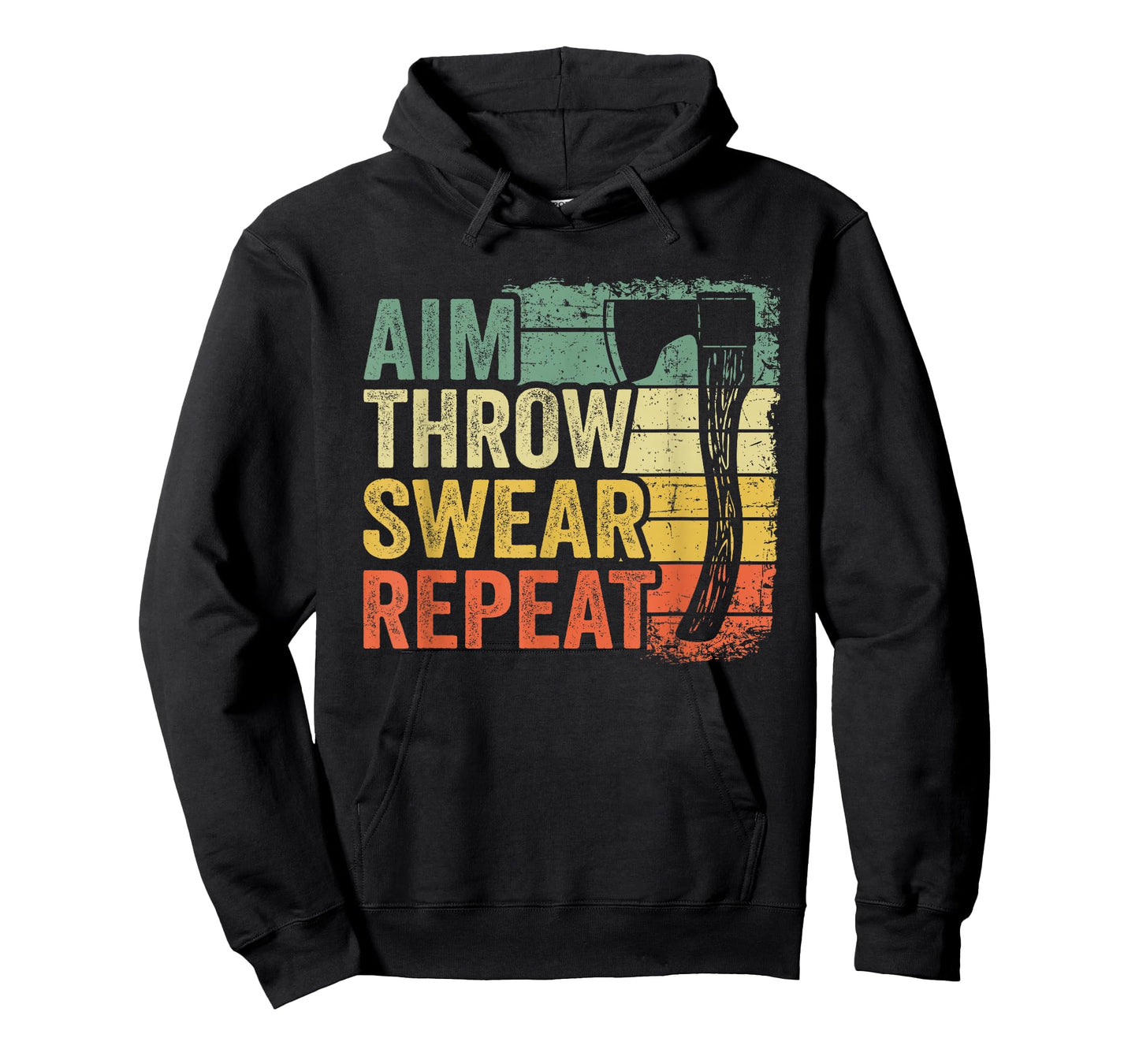 Aim Throw Swear Repeat Hatchet Vintage Funny Axe Throwing T-Shirt