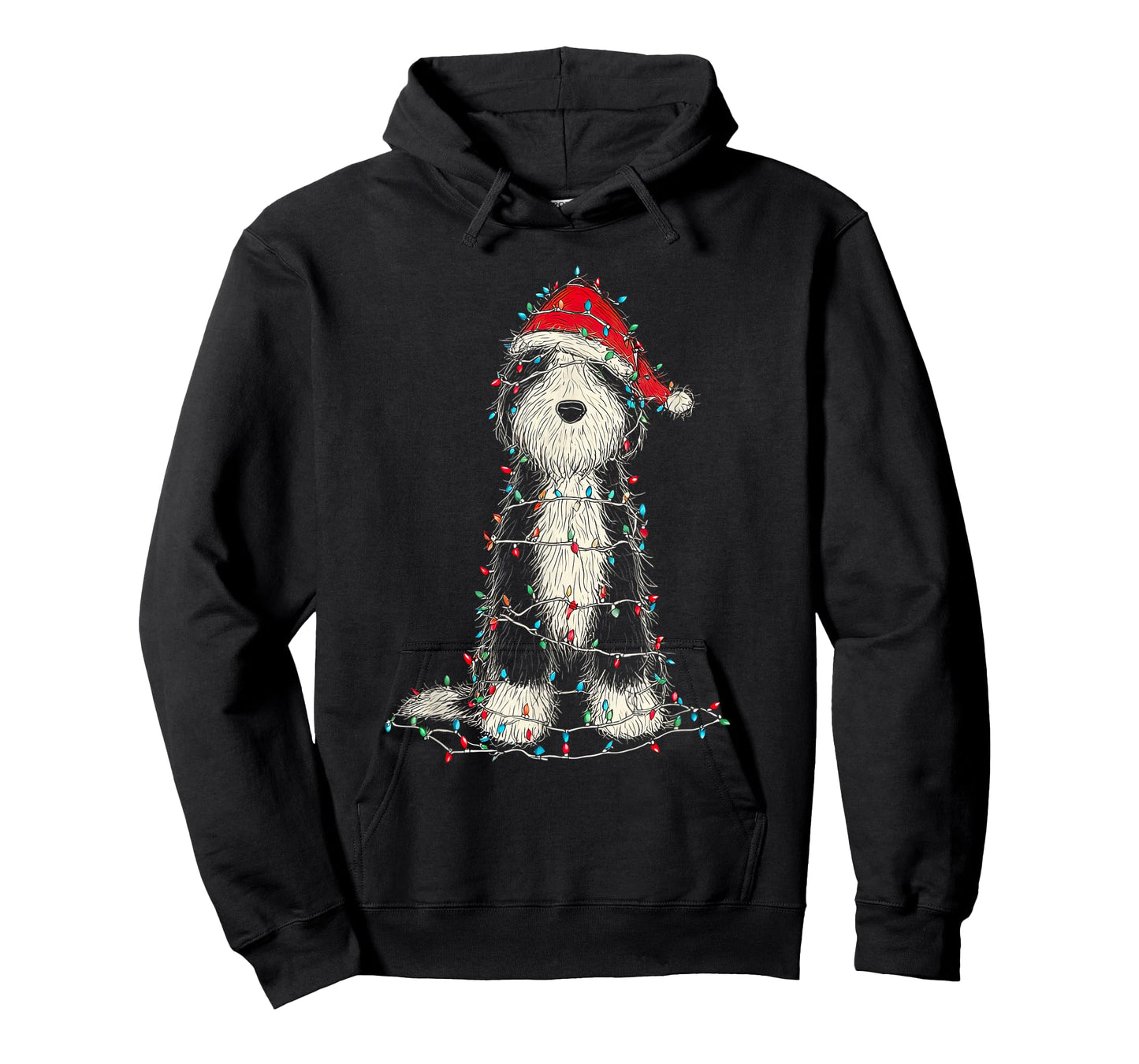 Funny Old English Sheepdog Christmas Graphics Dog Lights T-Shirt