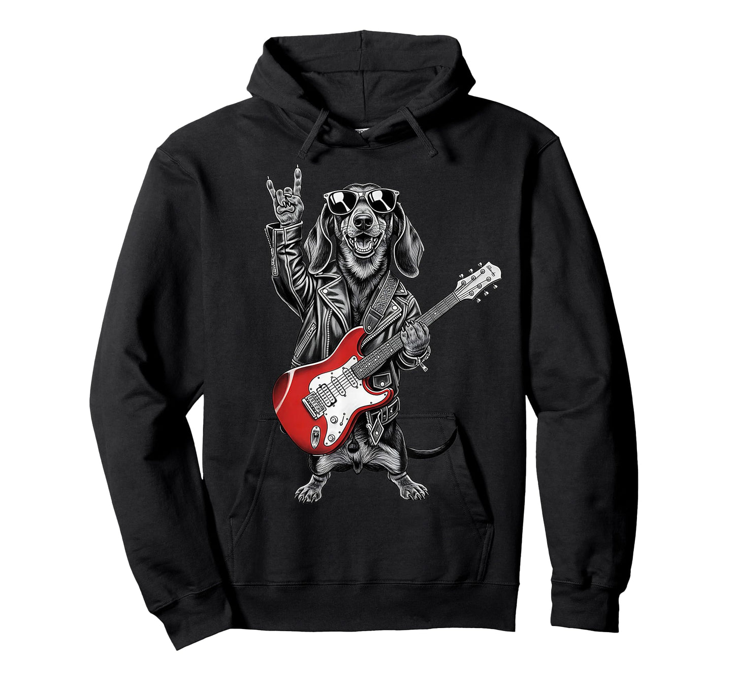 Weenie Dachshund Playing Guitar Rock Music Dog Mom Dad T-Shirt