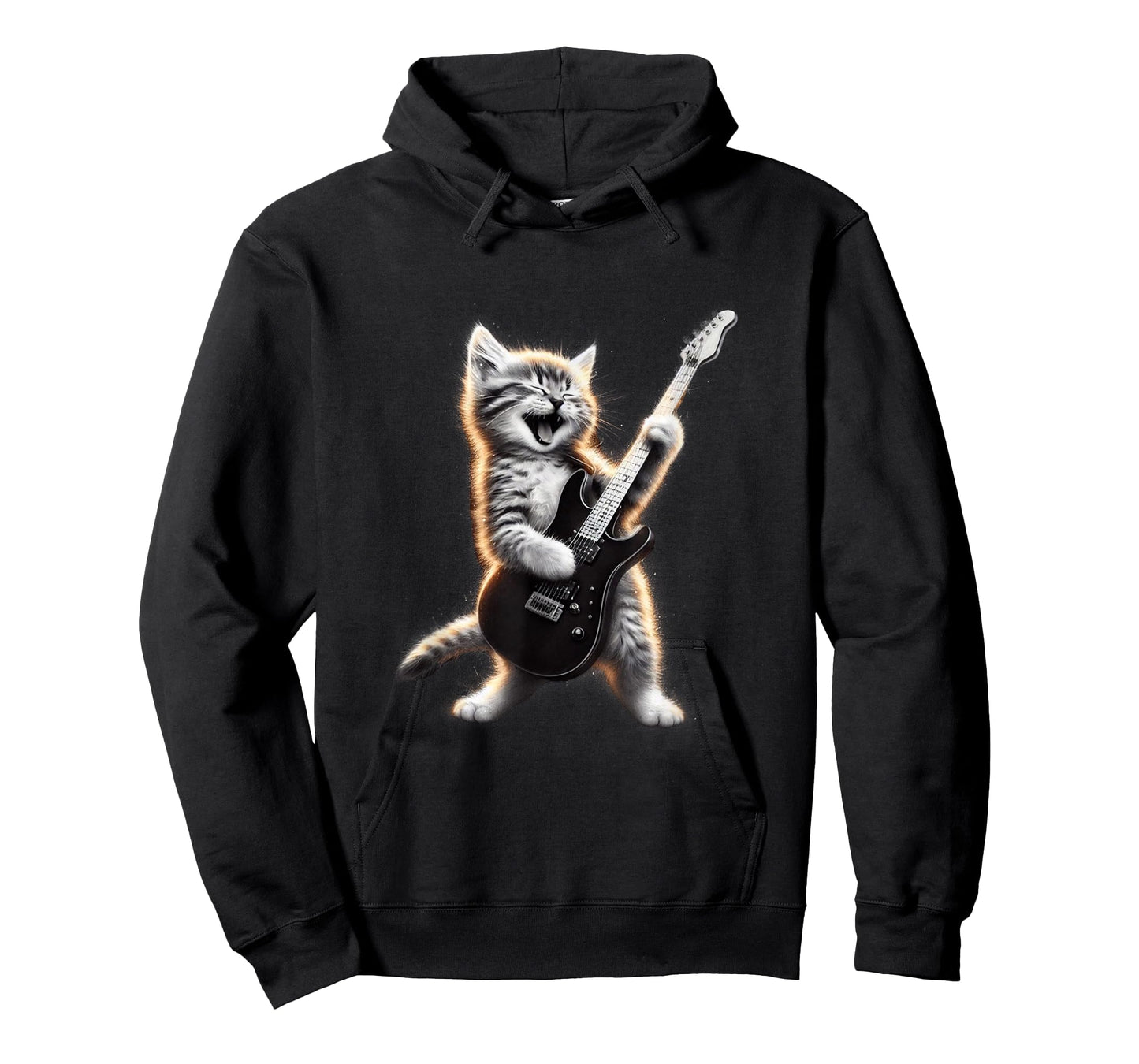 Cat Playing Guitar - Funny Rock Music Guitar Cat T-Shirt