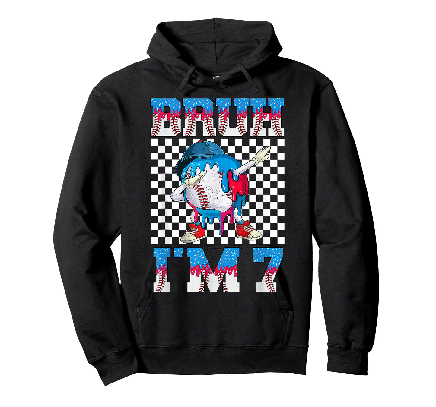 Bruh I'm 7th Birthday Boy Baseball Drip Ice Cream 7 Year Old T-Shirt