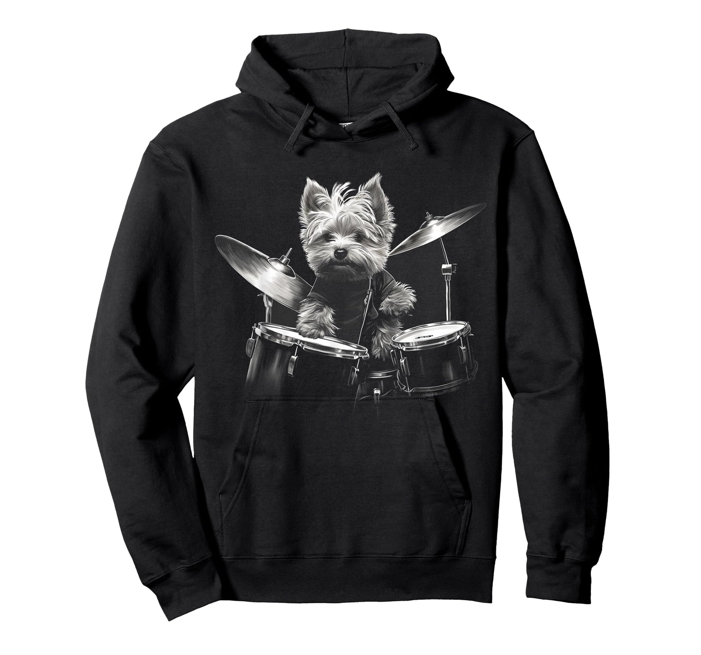 Funny Yorkie Dog Playing Drums T-Shirt