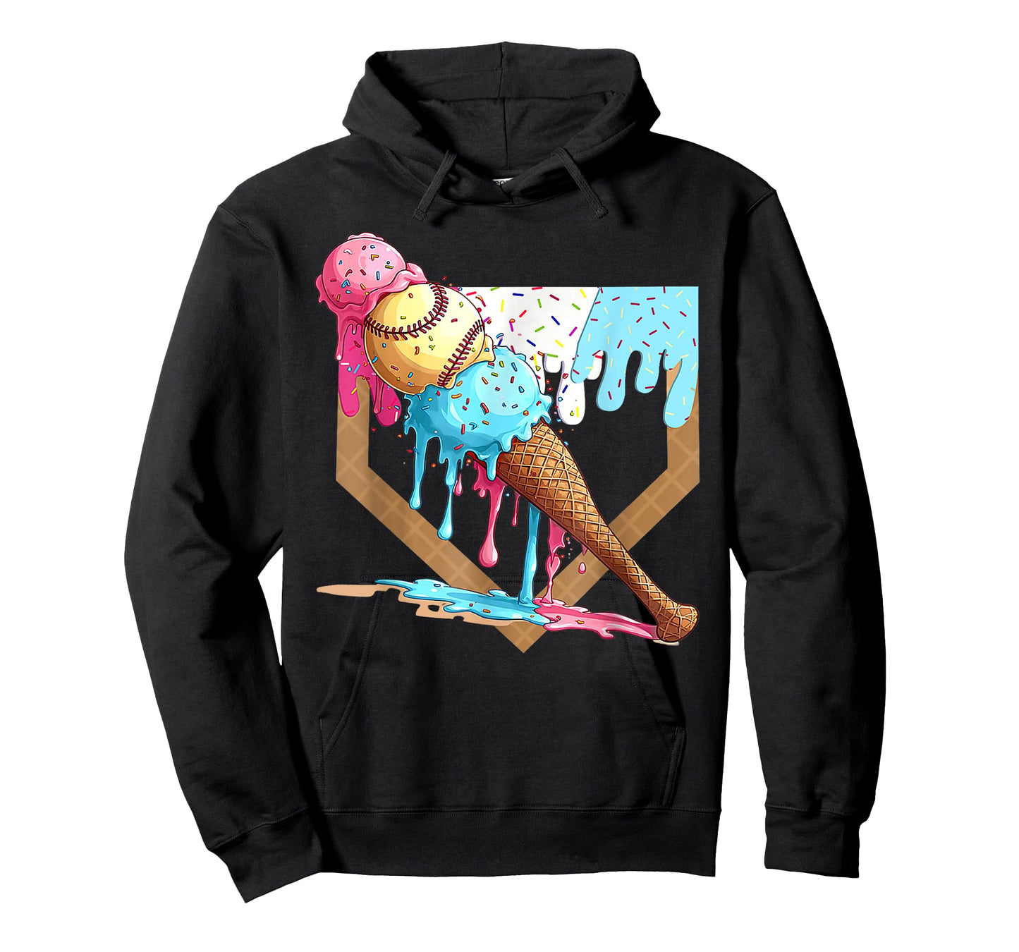 Baseball Drip for Boys Home Plate Ice Cream Drip Youth Sport T-Shirt