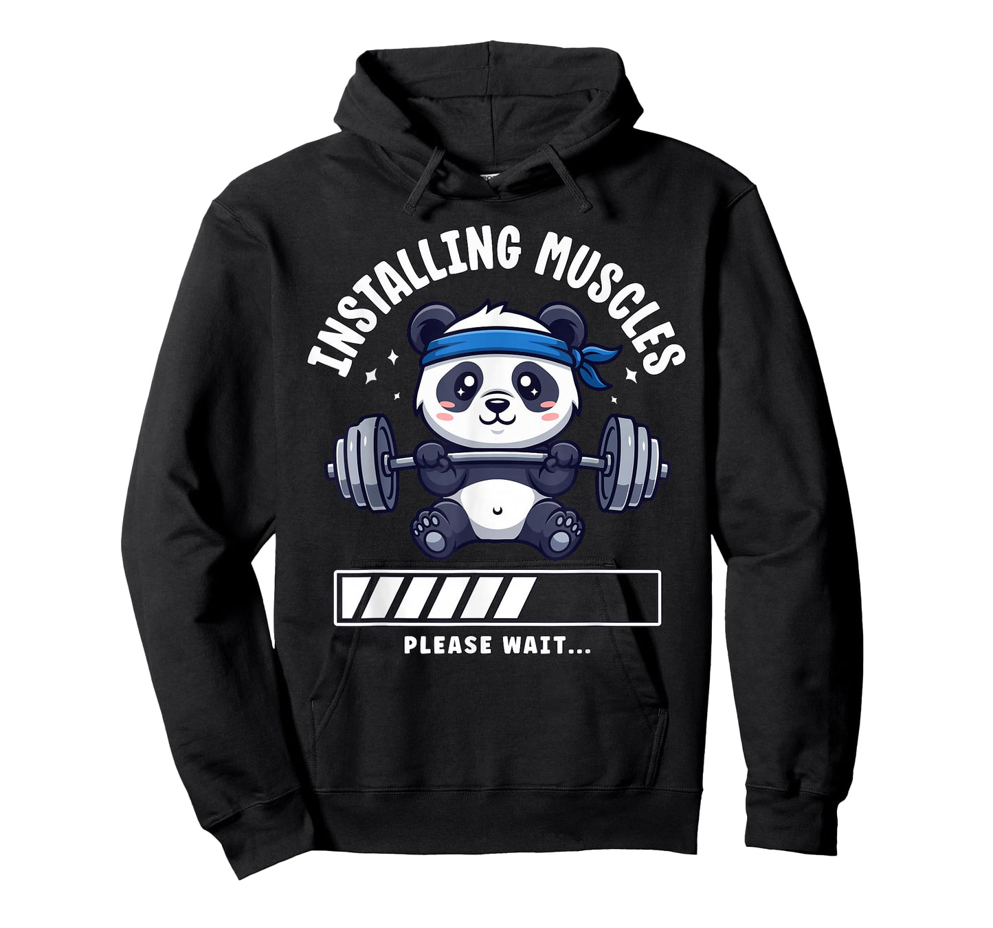 Funny Panda Installing Muscles Gym Workout Humor T-Shirt