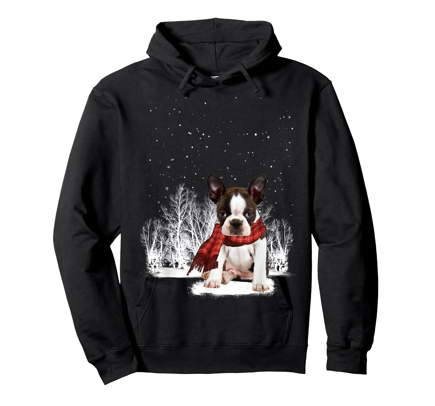 Boston Terrier In The Snow Merry Christmas Winter Gift T-Shirt