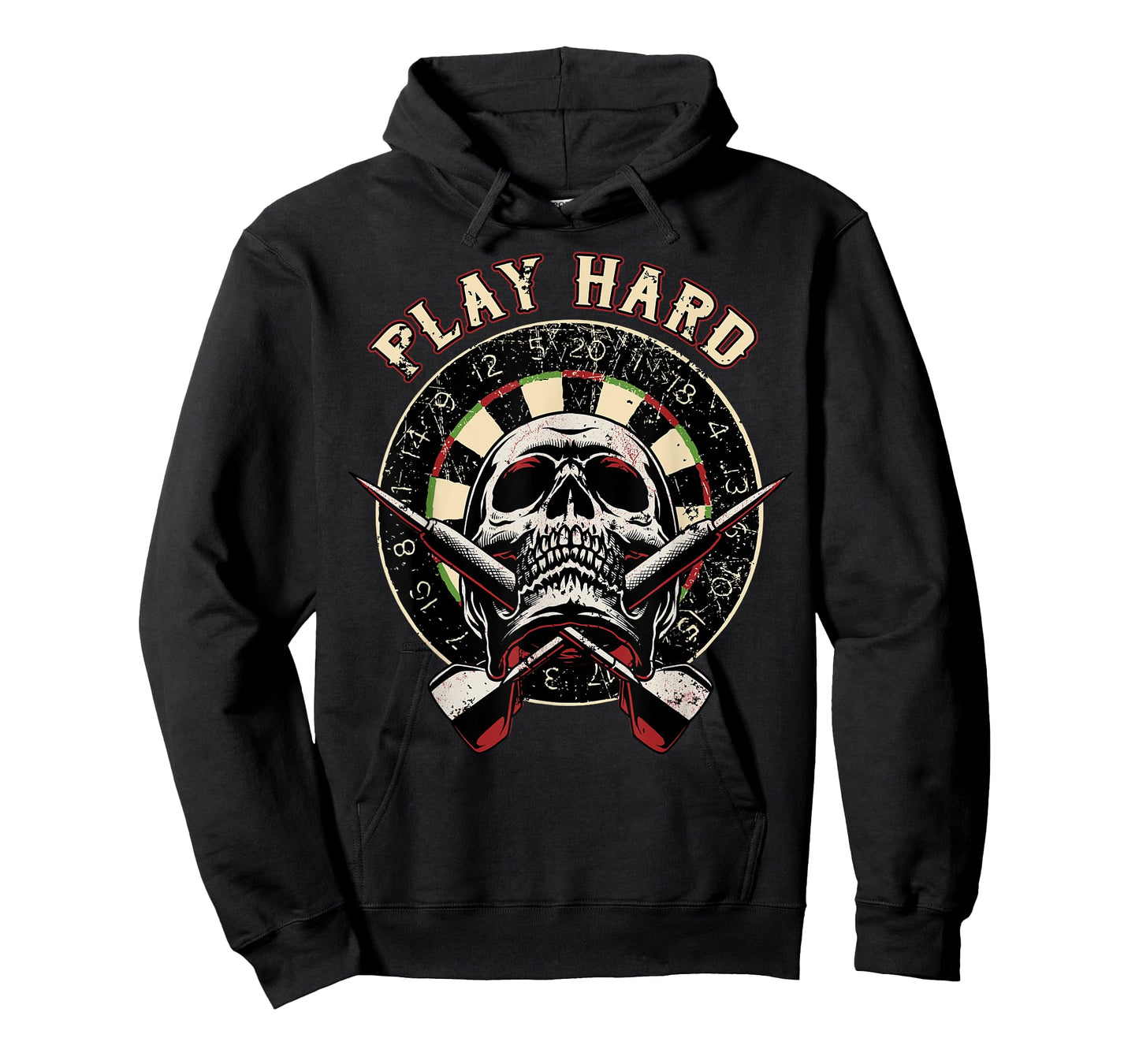 Play Hard Skull Arrow dartboard bullseye Team - Darts T-Shirt