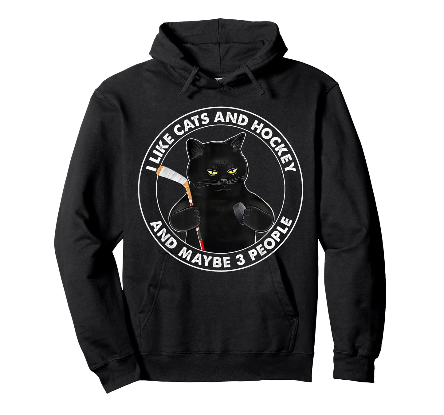 I Like Cats and Hockey and Maybe 3 People Funny Black Cats T-Shirt