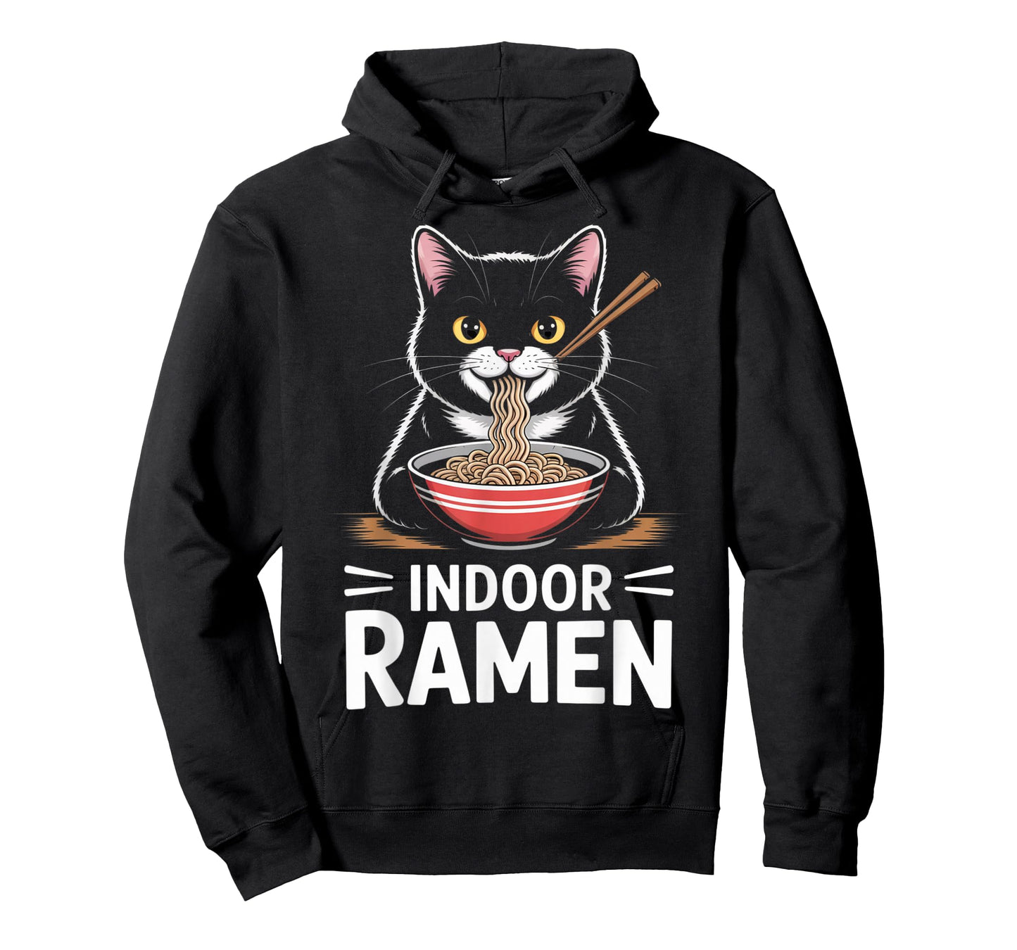 Indoor Ramen Cute Cat Slurping Noodles Kawaii Anime T-Shirt