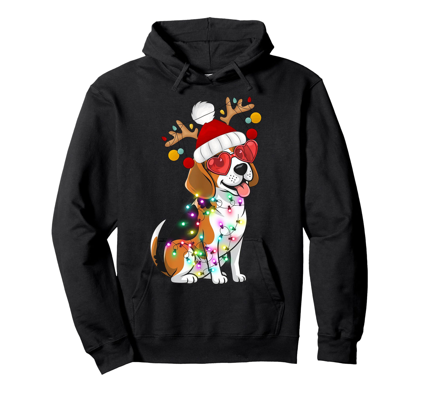 Beagle Dog Christmas Lights Santa Holiday Design T-Shirt